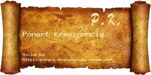 Ponert Kreszcencia névjegykártya